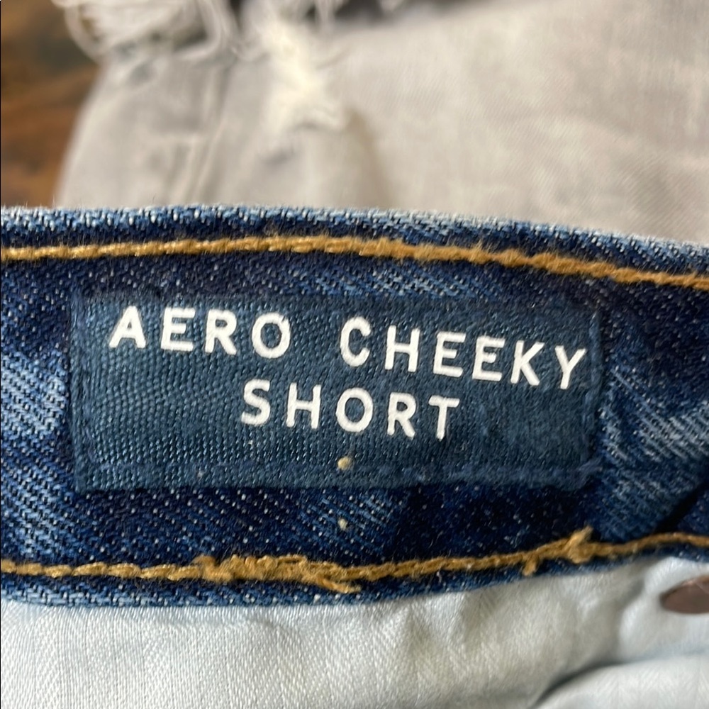 Aeropostale Blue Jean Cheeky Shorts Distressed - Picture 4 of 5